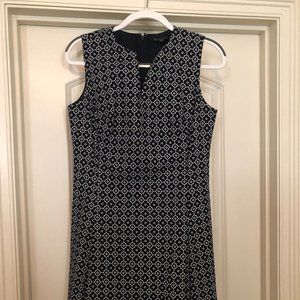 Brooks Brothers Navy and White Fit and Flare Size 8 Pleated Dress